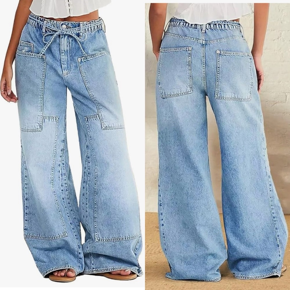Light Blue Wide Leg Flare Jeans - Womens Denim